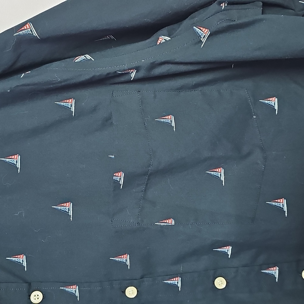 Nautica Blue Casual Button Down Shirt with Nautical Print - Picture 4 of 7